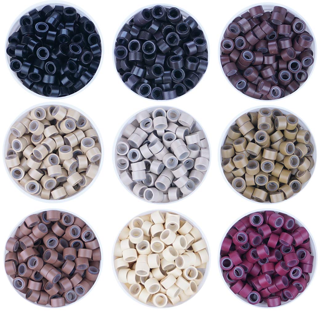 KOCONI 1000Pcs Silicone Micro 4.0mm Rings Lined Micro Links Beads for 0.5g/Strand I Tip Hair Extensions