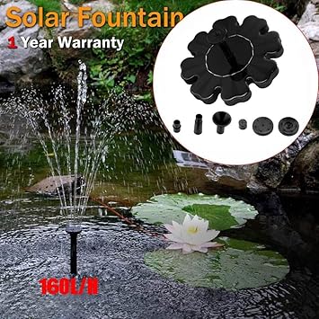 Xshuai Bain Doiseau Solaire Pompe De Fontaine Décorative Deau Avec Buse De 2 Connecteur De Bassin étang Pour Jardin Aquarium Rocaille Fontaine Size