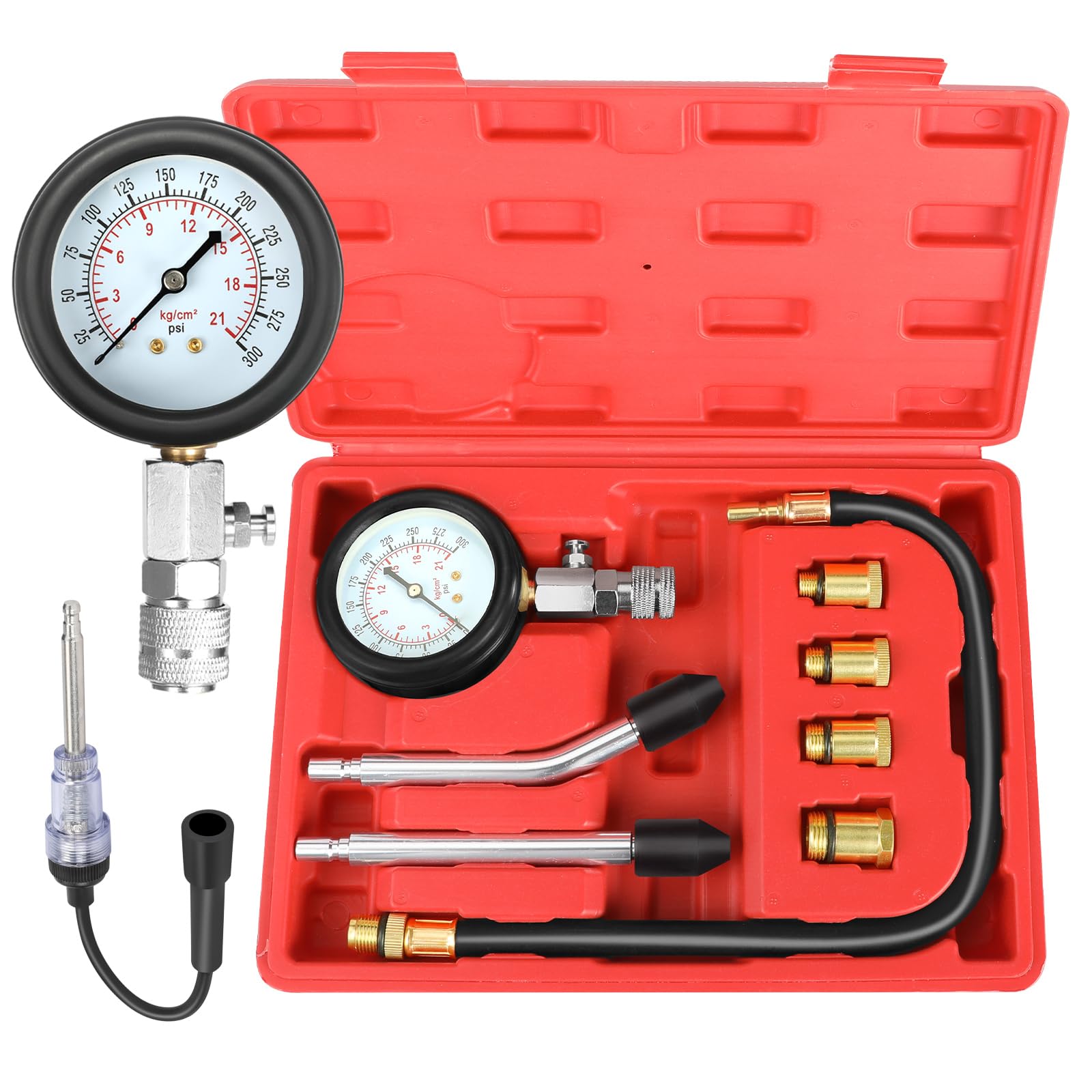 Photo 1 of BETOOLL 9pcs Compression Tester with Spark Plug Tester - 300PSI Car and Motorcycle Engine Cylinder Compression Gauge Automotive Tool