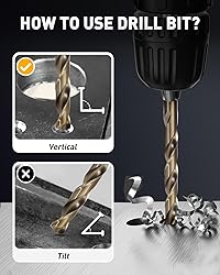 COMOWARE 15Pcs Drill Bit Set (1/16"-3/8"), M35 HSS