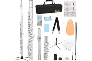 Kmise Closed Hole C Flute, Responsive Flute Instrument, Premium and Durable Flutes with Gig Bag, Collapsible Stand, Beginner'