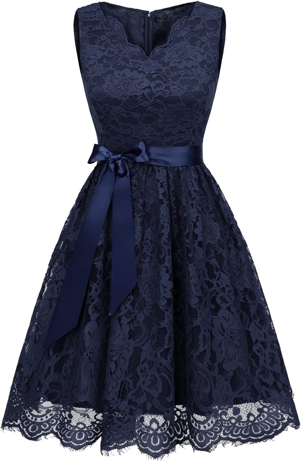 IVNIS Women Floral Lace Bridesmaid Party Dress Short Prom Dress V Neck