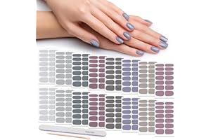 DANNEASY 16 Sheets Nail Wraps for Women Nail Polish Strips Solid Color Self Adhesive Nail Polish Stickers Stick On Nails Nail Art Accessories with 1pc Nail File, Cuticle Stick (Gray)