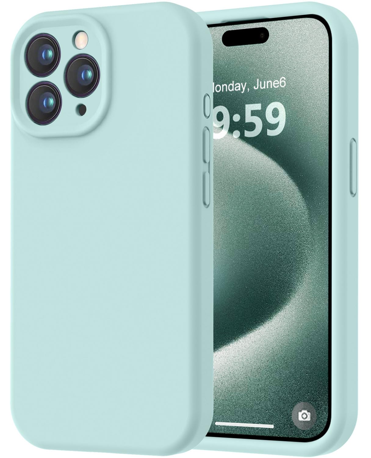 Photo 1 of LOVE 3000 Designed for iPhone 15 Pro Max Case, Premium Silicone with [Soft Anti-Scratch Microfiber Lining] Shockproof Protective Phone Case for Men Women Girls 6.7", Mint