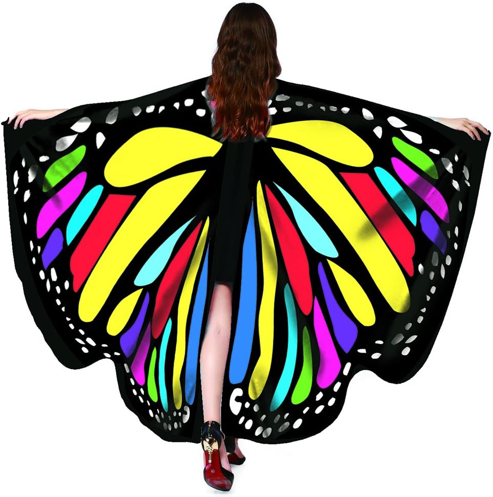HitHopKing Butterfly Wings Costume for Women for Carnival, Women's Beautiful Eye-Catcher Butterfly Wings Scarf Costume Accessories Green (Blue 9, 66" x 53")