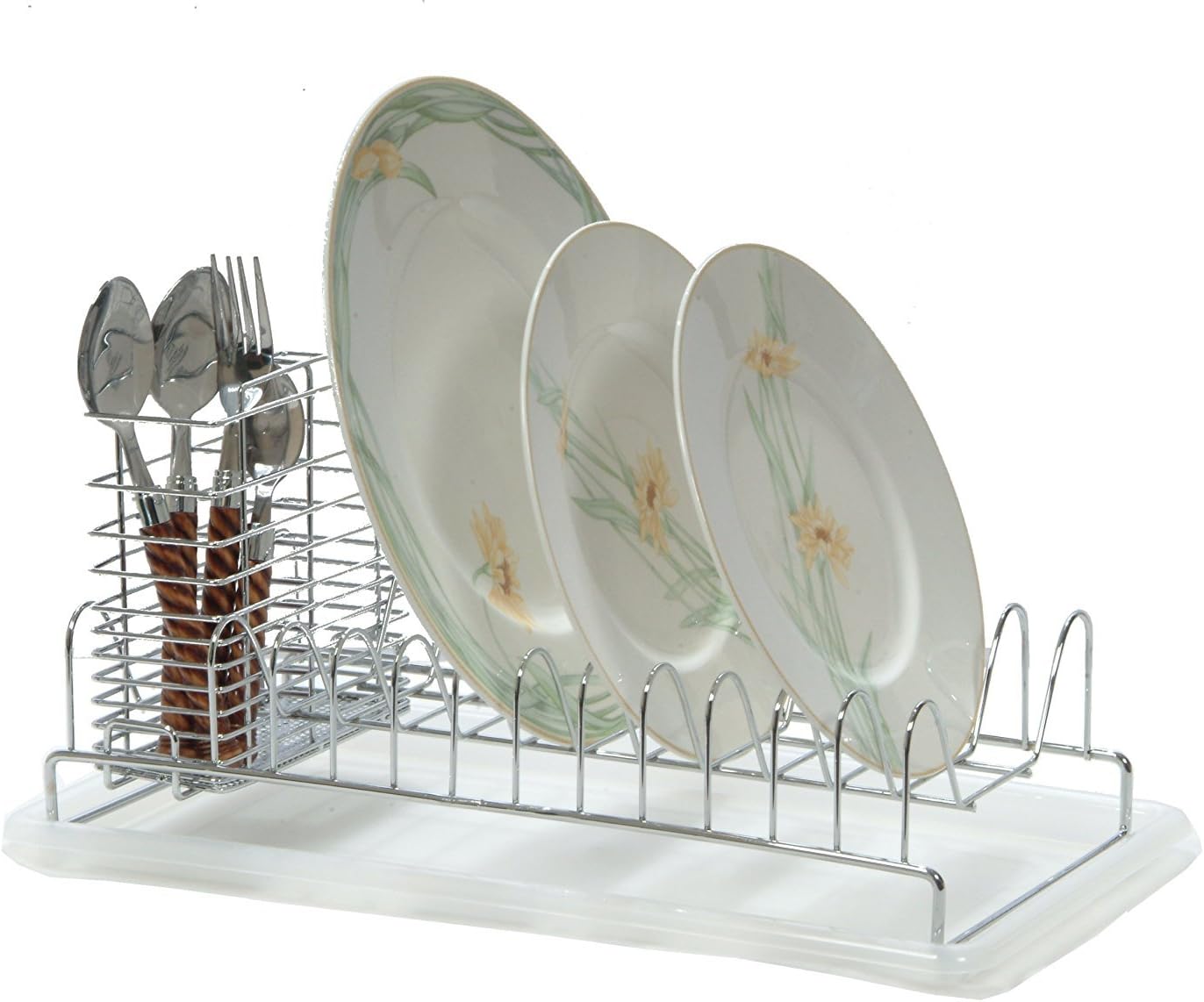 Compact Dish Rack W/flatware Holder & Plastic Tray. 66611
