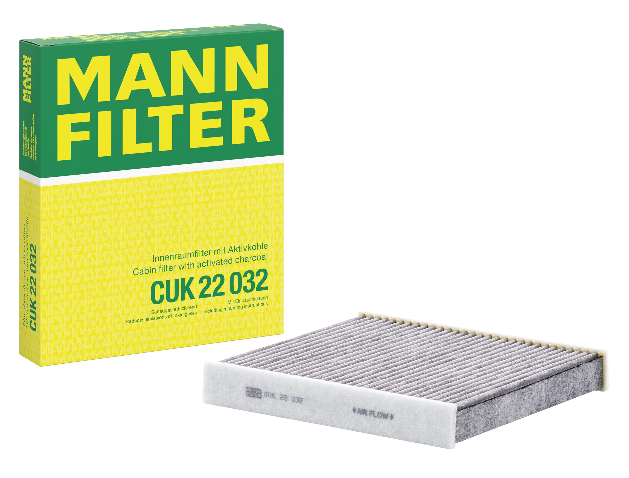 MANN-FILTER CUK 22 032 Cabin Air Filter - Pollen Filter with Activated Carbon - for Cars + Transporters