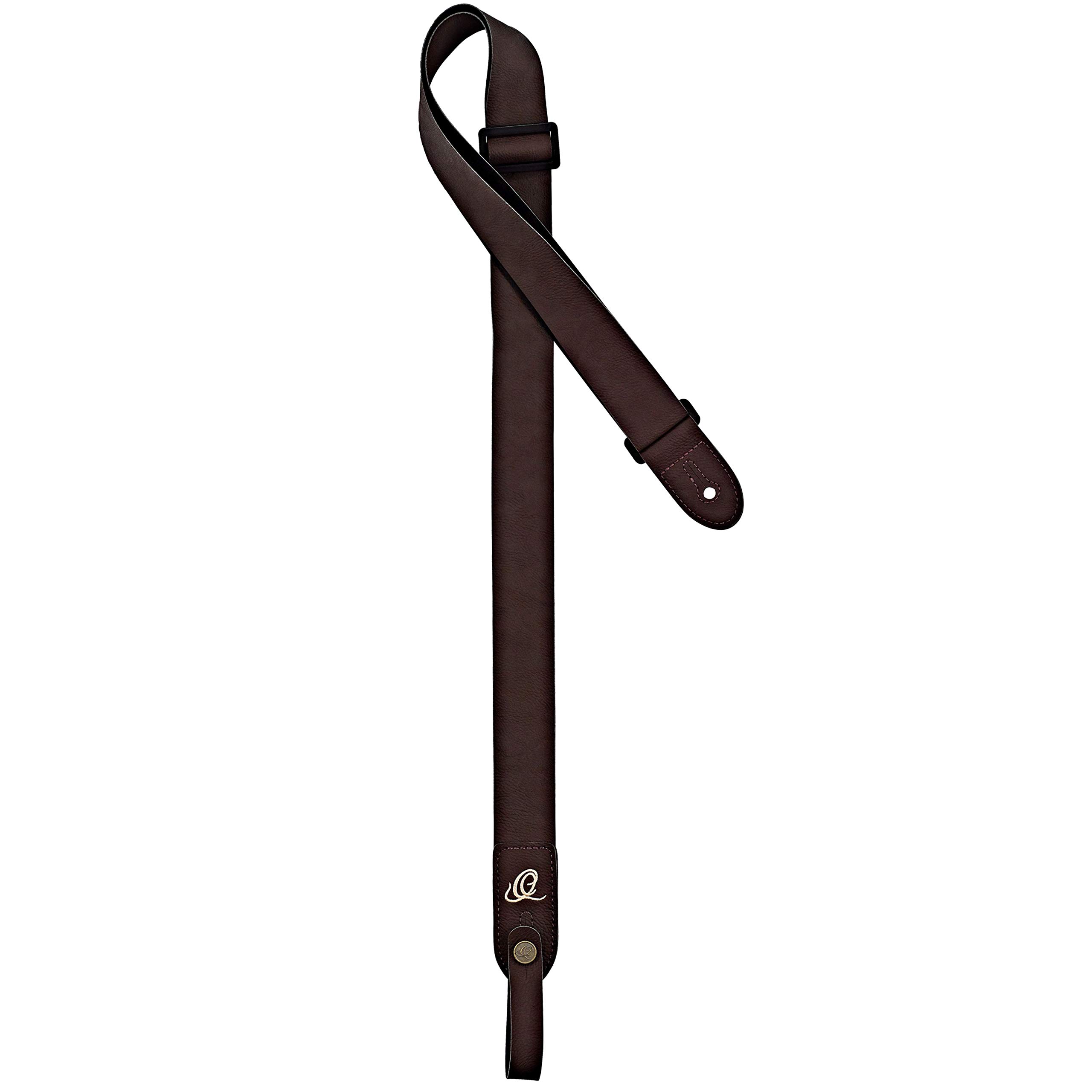 Ortega Guitars Vegan Ukulele Strap – Adjustable Length – Vegan Series – CONNECT Strap Connector Included – Dark Brown (OSVU-BR)