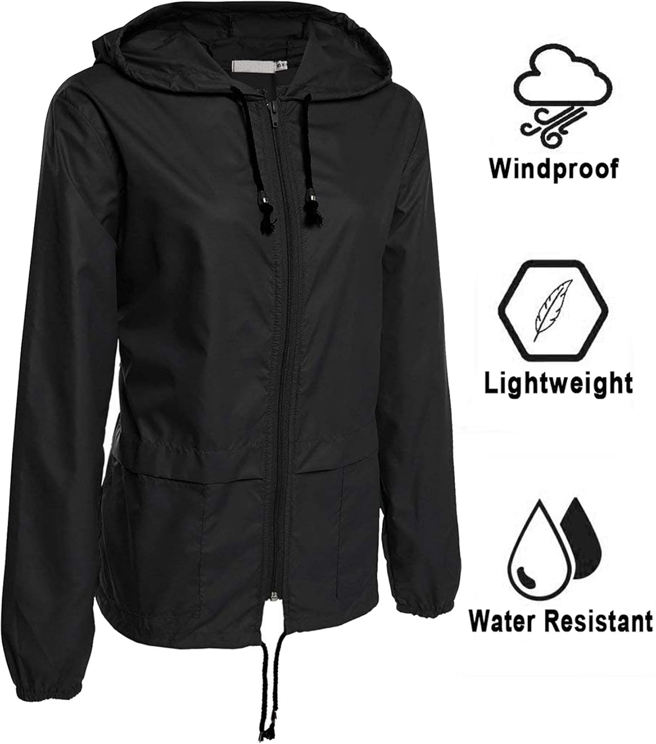 Avoogue Raincoat Women Lightweight Waterproof Rain Jackets Packable Outdoor Hooded Windbreaker: Clothing