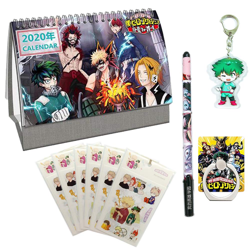 my hero academia calendar 2021 My Hero Academia Calendar Stickers Gift Set 1 Desk Calendar 2020 2021 6 Stickers 1 Keychain 1 Pen 1 Phone Ring Holder For Anime Mha Fans Amazon In Office Products my hero academia calendar 2021