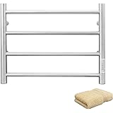 KEG Towel Warmer Wall Mounted with Built-in Timer 4 Bars Electric Stainless Steel Heated Towel Racks for Bathroom, Hot Plug-i