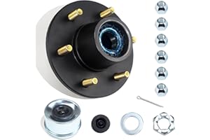 GREPSPUD 1 Set 6 on 5.5'' Trailer Hub Kit for 5200-6000 lbs 1.25'' to 1.75'' #42 Tapered Spindle, Pre-Lubricated 25580 15123 Bearings 6x5.5 Pattern Trailer Idler Hub 6 Lug Bolt Trailer Wheel Hub Kits