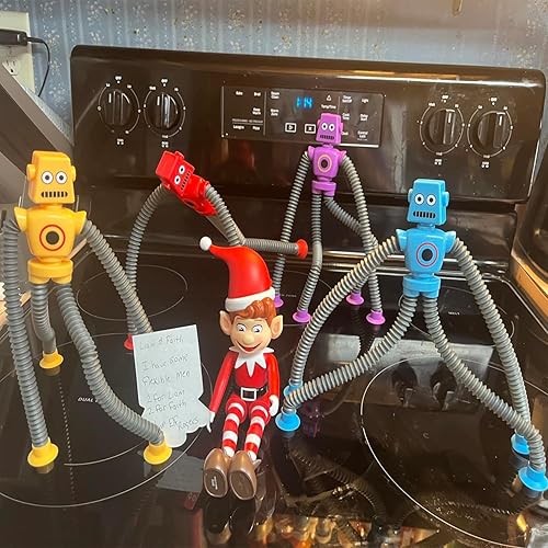 Limpskys 4Pcs Suction Cup Robot Toy,Robot Toys for Kids 3-5 5-7