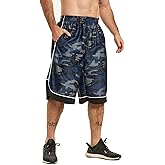 HQUEC Men's 12" Athletic Shorts Long Basketball Workout Shorts Below Knee Loose-Fit with Pockets