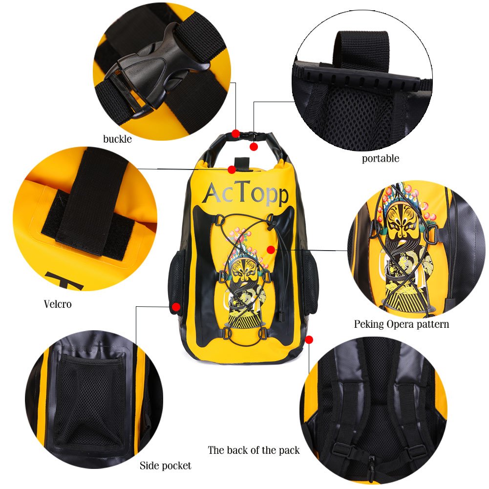 AcTopp 35/20L Waterproof Dry Bag Backpack Kayak Waterproof Bag Durable Roll Top Backpack with 2 Adjustable Shoulder Straps for Boating, Kayaking, Sailing, Rafting, Canoeing, Camping