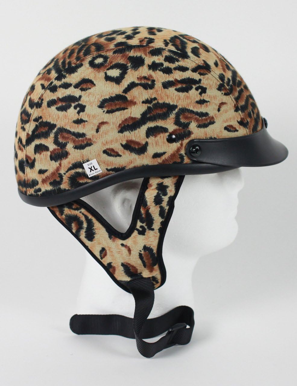 Leopard Motorbike Bike Shorty Biker Half DOT Motorcycle Helmet (L)