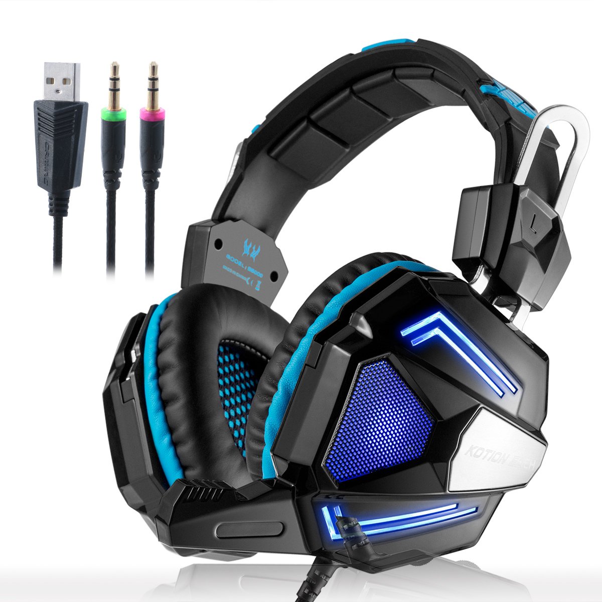 Zakitane KOTION EACH G5000 3.5mm PC Stereo Gaming Headset, Bass Headphones, Comfortable Headband with Microphone, Over-ear fit with Noise isolation, Breathing LED Light for Laptops or Computers