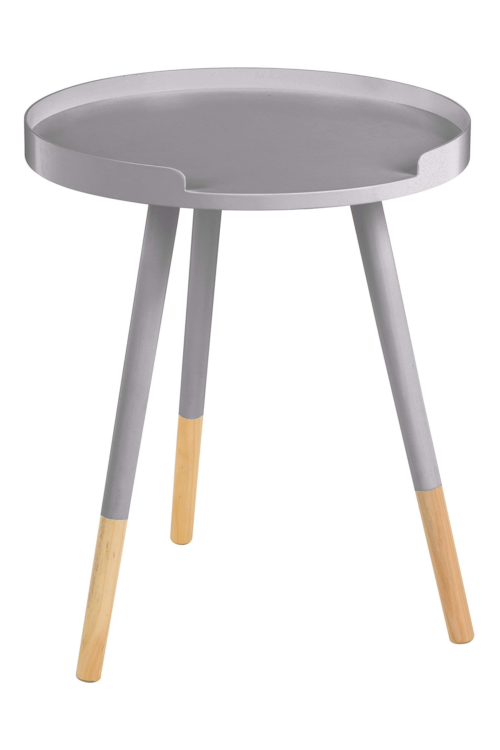 Premier Housewares Round Small Side Table Small Outside Table Small Outdoor Table Side Table MDF Grey Table Wood Narrow Side Table 49 x 40 x 40 cm
