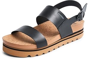 Ustogi Women's Platform Sandals Arch Support Beach Slides for Woman Orthotic Summer Causal Cork Footbed Adjustable Buckle Elastic Band Cushion Cute Flatform sandalias de mujer