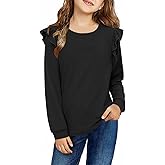 storeofbaby Shirts for Girls Long Sleeve Casual Loose Fit Tunic Tops Solid Blouses