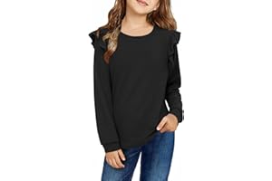 storeofbaby Shirts for Girls Long Sleeve Casual Loose Fit Tunic Tops Solid Blouses