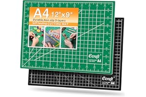 Ecraft Self Healing Sewing Mat - 9" x 12" Double Sided 5-Ply Cutting Mat for Craft, Sewing, Fabric,Quilting,Scrapbooking Project - Rotary Board Mats in Green/Black