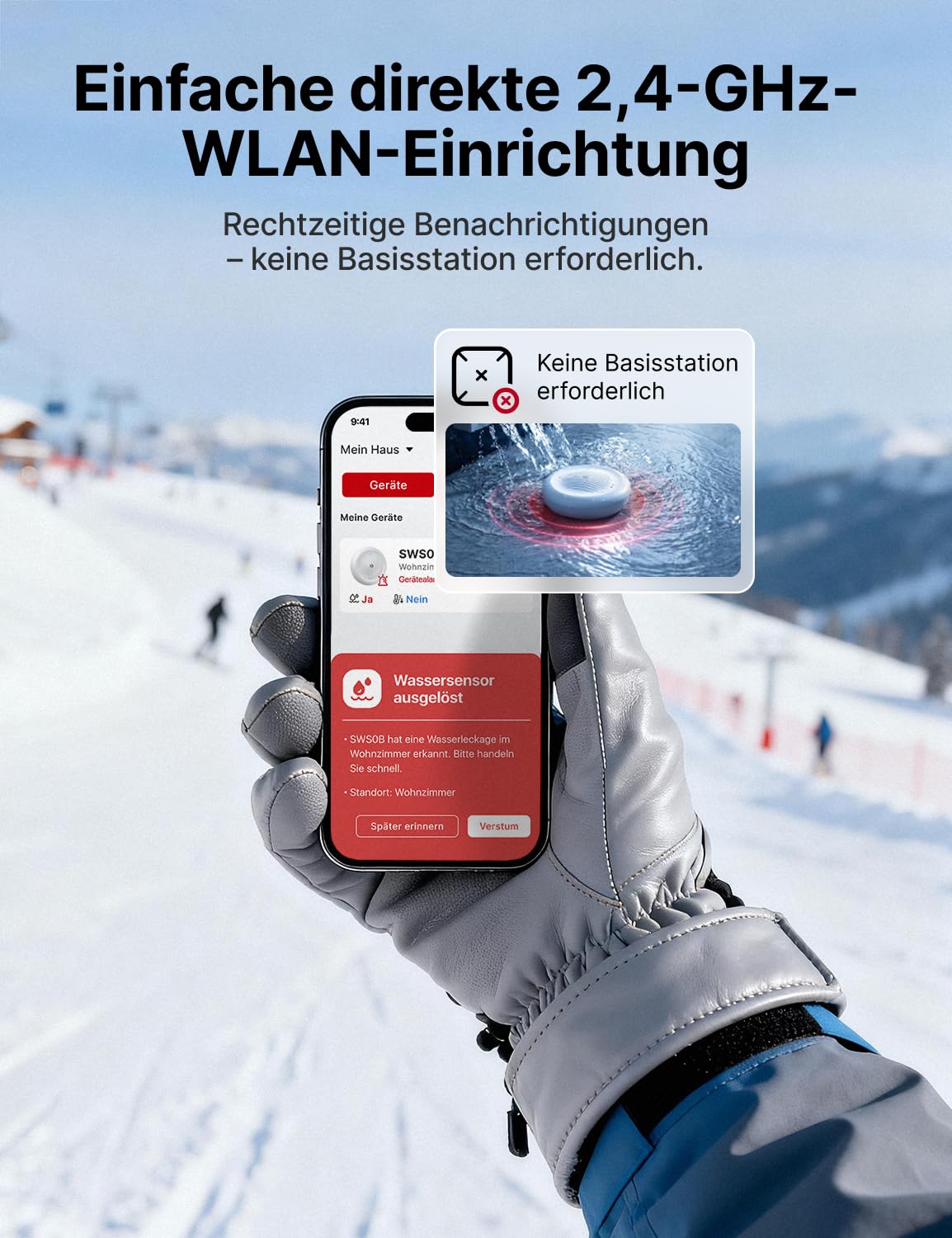 X-Sense 2-in-1 WLAN-Wassermelder mit Frostwarnung, Tieftemperatur-Melder, Smarter Sensor mit App-Benachrichtigungen, für Küche, Bad und Keller, kompatibel mit der X-SENSE Home Security App, SWS0B 3