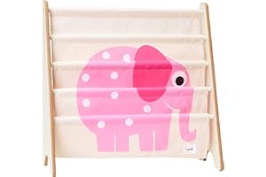 3 Sprouts Kids Book Rack - Space-Saving Bookshelf for Children's Room - Toddler Bookcase Organizer, Book Shelf Ages 3+, Elephant