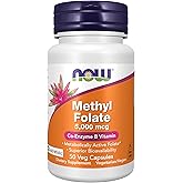 NOW Foods Supplements, Methyl Folate 5000 mcg, Superior Bioavailability, 50 Veg Capsules
