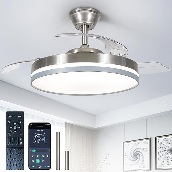 DEPULEY 42″ RETRACTABLE CEILING FAN: MODERN SILENT SMART...