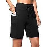 Women's 7" Athletic Hiking Long Shorts with Side Pockets High Waisted Stretchy Bermuda Shorts for Women Workout Casual