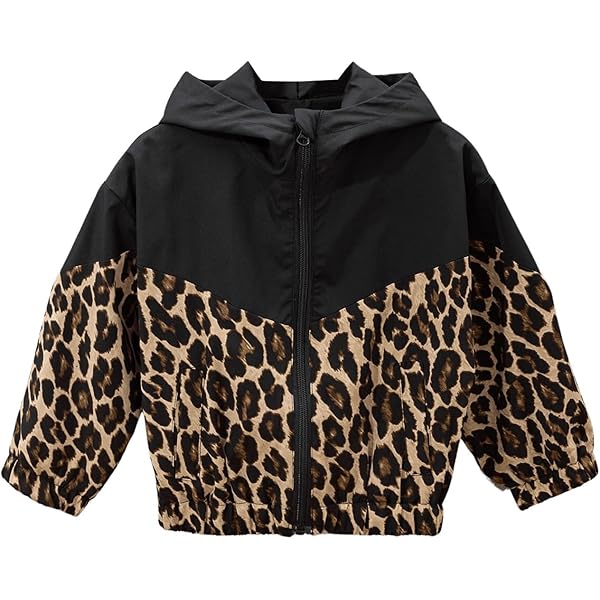 Amazon.com: RoseSeek Girl's Leopard Print Zip Up Hooded Jacket