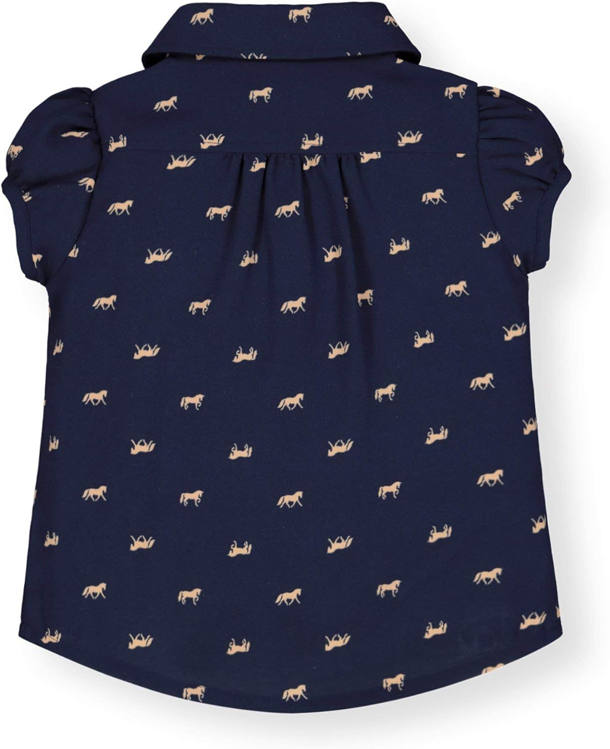 Hope & Henry Girls' Short Sleeve Ruffle Front Button Down Shirt with Puff Sleeves: Clothing