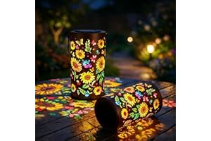 Colorful Sunflower Glow Solar Garden Lantern, LED Colorful Sunflower Solar Lights with Colorfuls Projection, Waterproof Metal