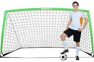 BOHEN 9x5FT Portable Soccer Goal for Kids Backyard with Carry Bag - Easy Folding Lightweight Fun for Outdoor Indoor Training Games for Teen Youth Adult