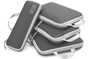 OlarHike 4 Set Compression Packing Cubes for Suitcases,Travel Essentials, Lightweight Luggage Travel Organizer Bags, Expandable Travel Cubes for Carry-on Suitcases Grey)
