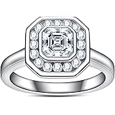 AimiIee Moissanite Engagement Rings 2.524CTTW(2CT Center Stone) D Color VVS1 Clarity 925 Sterling Silver Princess Cut Halo Wedding Promise Anniversary Rings for Women with Certificate