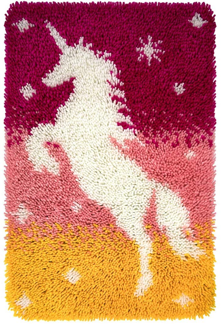 ROCKY&CHAO Latch Hook Kits for Adults Unicorn 60x40cm, DIY Latch Hook Rug Kit Home Carpet Rug Making Kit, Cross Stitch Embroidery Kits Tapestry Kits for Home Decoration — image 1