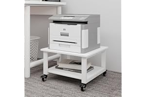 Natwind 2 Tiers Office Movable Laser Printer Copier Stand Cart Under Desk Heavy Duty Rolling Table with Storage Floor-Standin