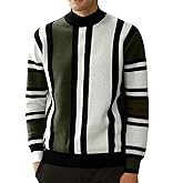 GRACE KARIN Mens Sweater Turtleneck Striped Pullover Fashion Christmas Sweater