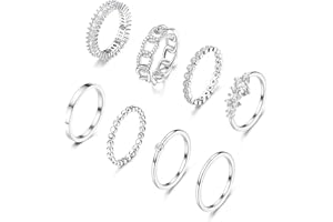 PATISORNA 8PCS Gold Rings for Women Non Tarnish 14K Gold Cubic Zirconia Ring Set Thin Stacking Statement Band Rings Stackable
