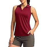 G Gradual Women's Golf Shirt Sleeveless Lightweight V Neck Tennis Polo Shirts with Collar Quick Dry Athletic Tops for Women