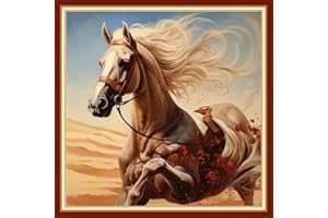 Foxdiviy Stamped Cross Stitch Kits Full Range of Embroidery Needlework Starter Kits for Beginners Adults 11CT Embroidery Patterns Art Crafts DIY Needlepoint Kits-Galloping Horse 18x18 inch