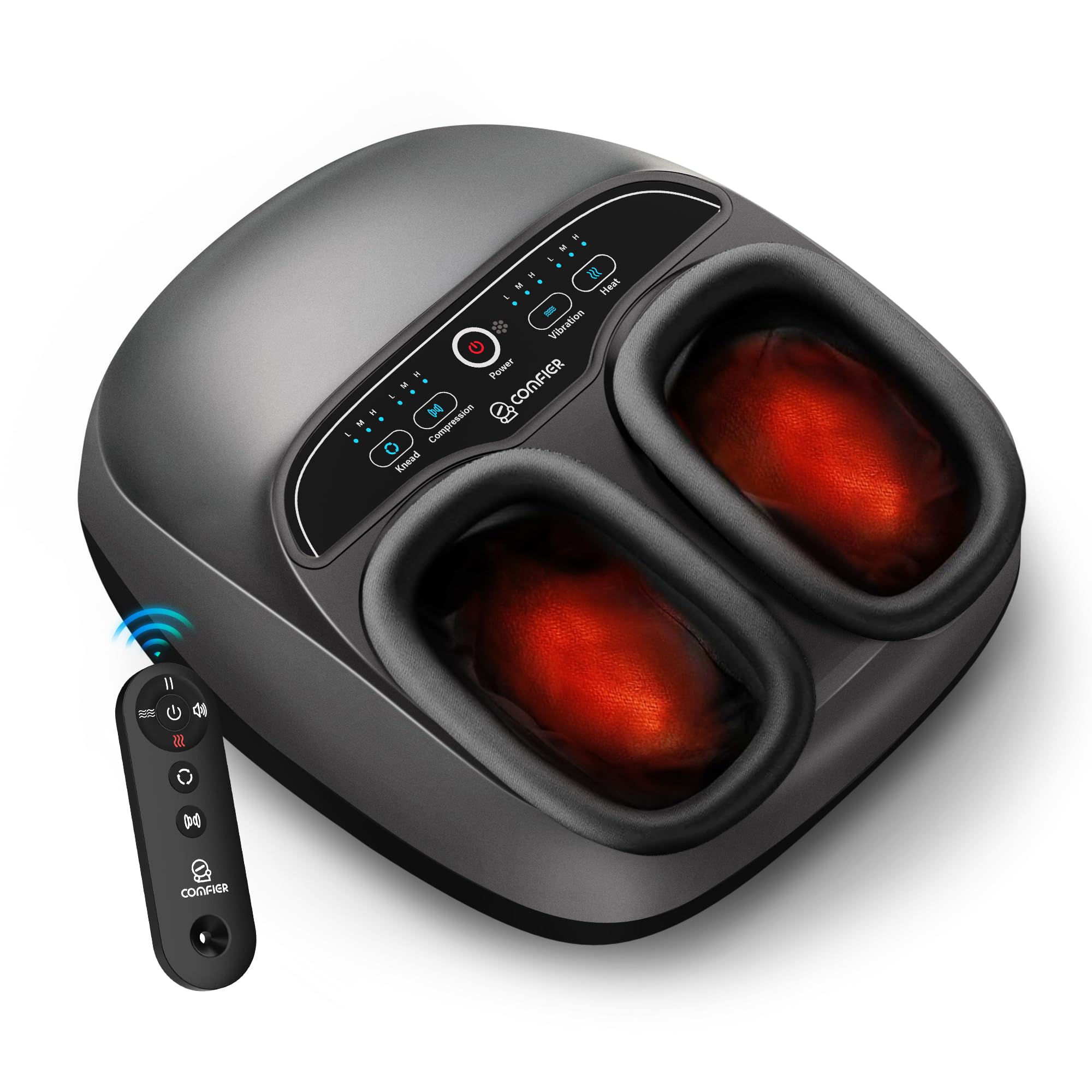 Photo 1 of COMFIER Shiatsu Foot Massager with Heat, Electric Feet Massager Machine for Plantar Fasciitis Neuropathy,Gifts for Women,Men,Remote Control,Pause Function,Foot Warmer (Gray)