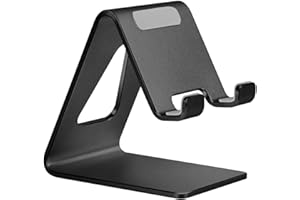 Aoviho Cell Phone Stand for Desk, Desktop Phone Holder, Aluminum Mobile Phone Stand for iPhone 15 14 13 12 pro Mini 11 X Xr Xs max 8 7 6 6s Plus Samsung Galaxy S21 Ultra All Smart Phones, Black