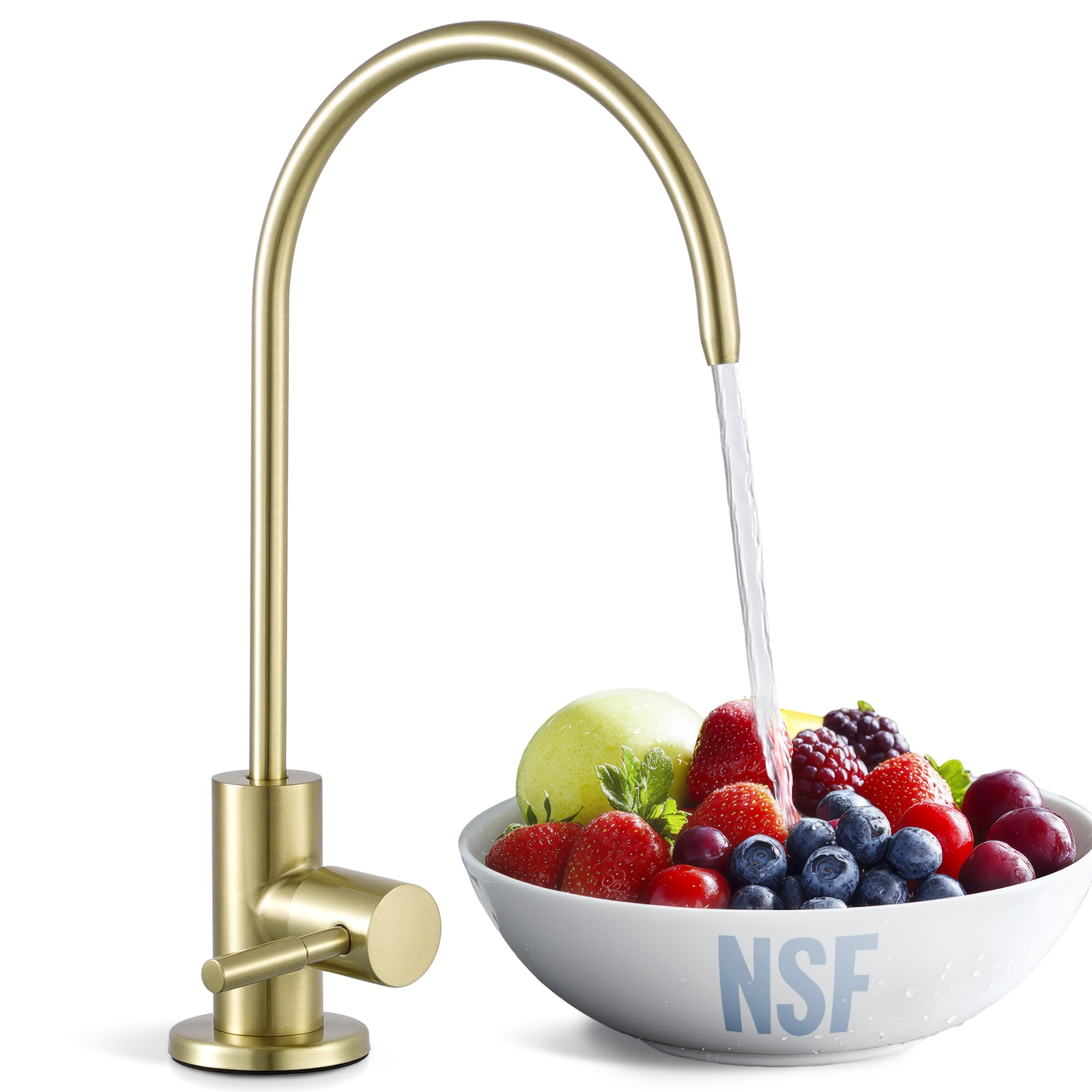 Photo 1 of KES RO Faucet Water Filter Faucet Non-Air-Gap Drinking Water Beverage Faucets for Reverse Osmosis Systems Filtration System 304 Stainless Steel Brushed Gold, Z504CLFF18-BZ