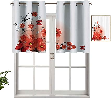 Hiiiman Cenefas cortas rectas con ojales de cocina, fondo floral con