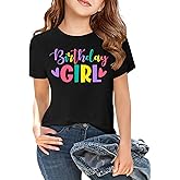 CAZYCHILD Birthday Girl Shirts Kids Birthday Party Outfit Toddler Baby Girls Gift Cute Short Sleeve Tees for 5-14Y