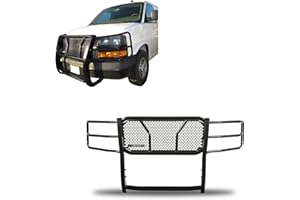BLACK HORSE OFF ROAD Black Horse RUGGED Heavy Duty Grille Brush Bumper Guard Modular Black Compatible with 2003-2014 Express 1500|2003-2024 Express 2500/3500|2009-2024 Express 4500/Express Cargo-RU-GV02MA-B