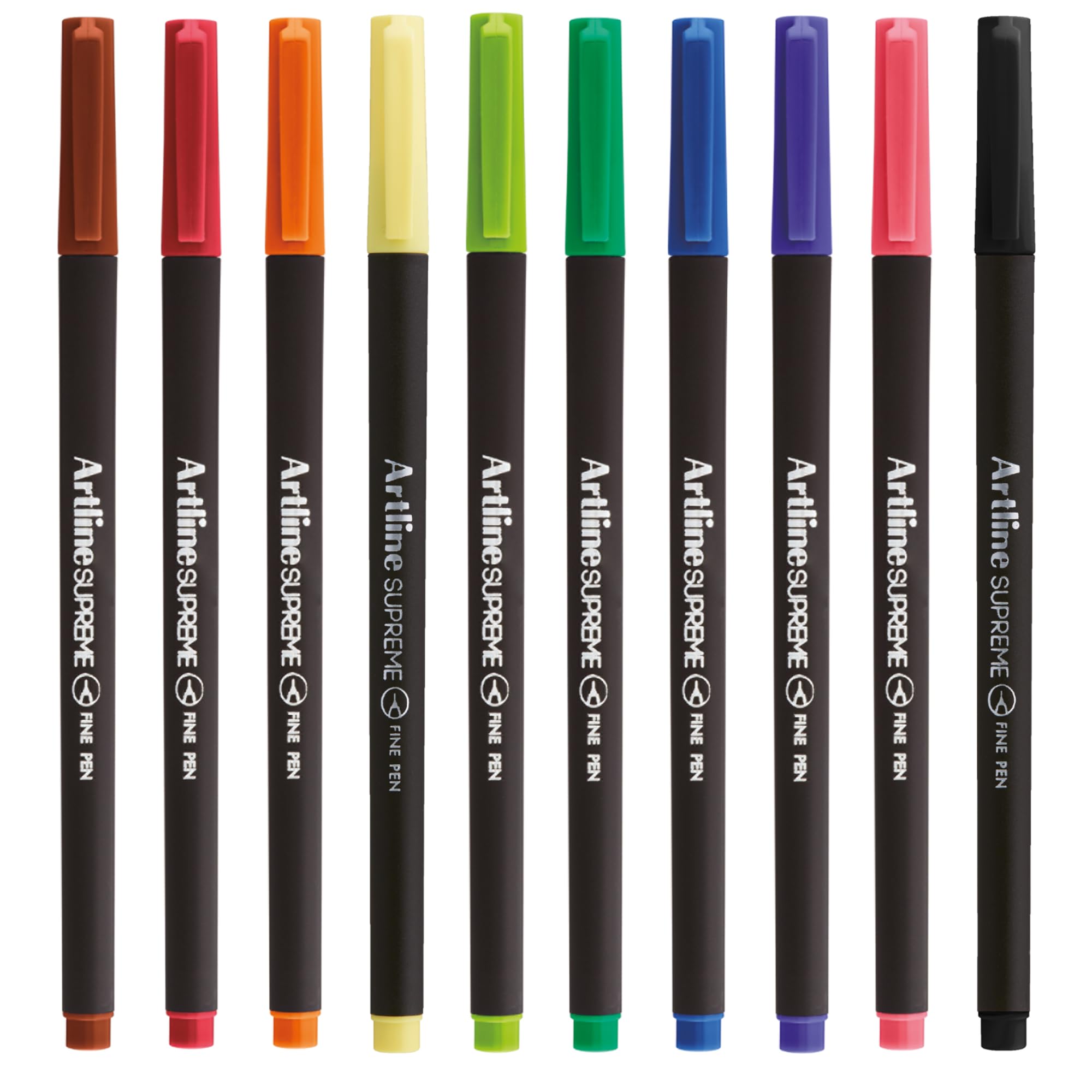 Artline Supreme Fine Pens (Pack of 10 Vivid Colours). 0.4mm Fine Tip, Technical Drawing Pen for Artists, Designers & Illustrators, Water-Based Ink - Genuine Artline Fineliner